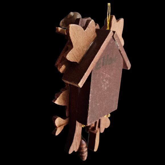 Miniature Wooden Cuckoo Clock Ornament Handcrafted Chalet Style - Picture 4 of 4